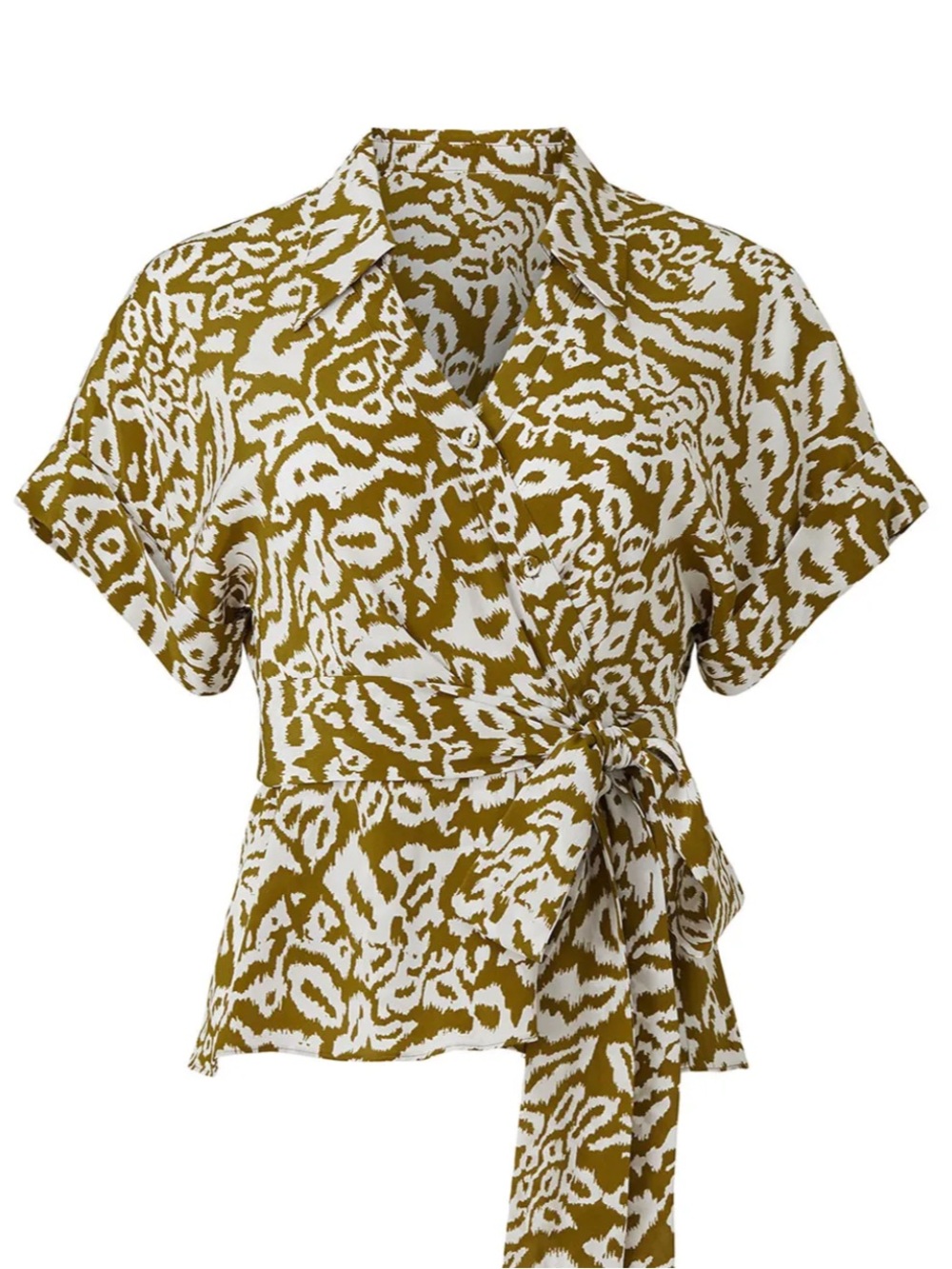 Diane Von Furstenberg Debbie Leopard Print Wrap Silk Top EUC Size M - Picture 3 of 7